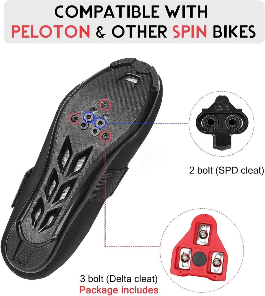 Unisex Cycling Shoes Compatible with Peloton Bike with Single Hook  Loop Strap and Delta Cleats Included Perfect for Indoor Road Riding Bike Shoes for Men Women