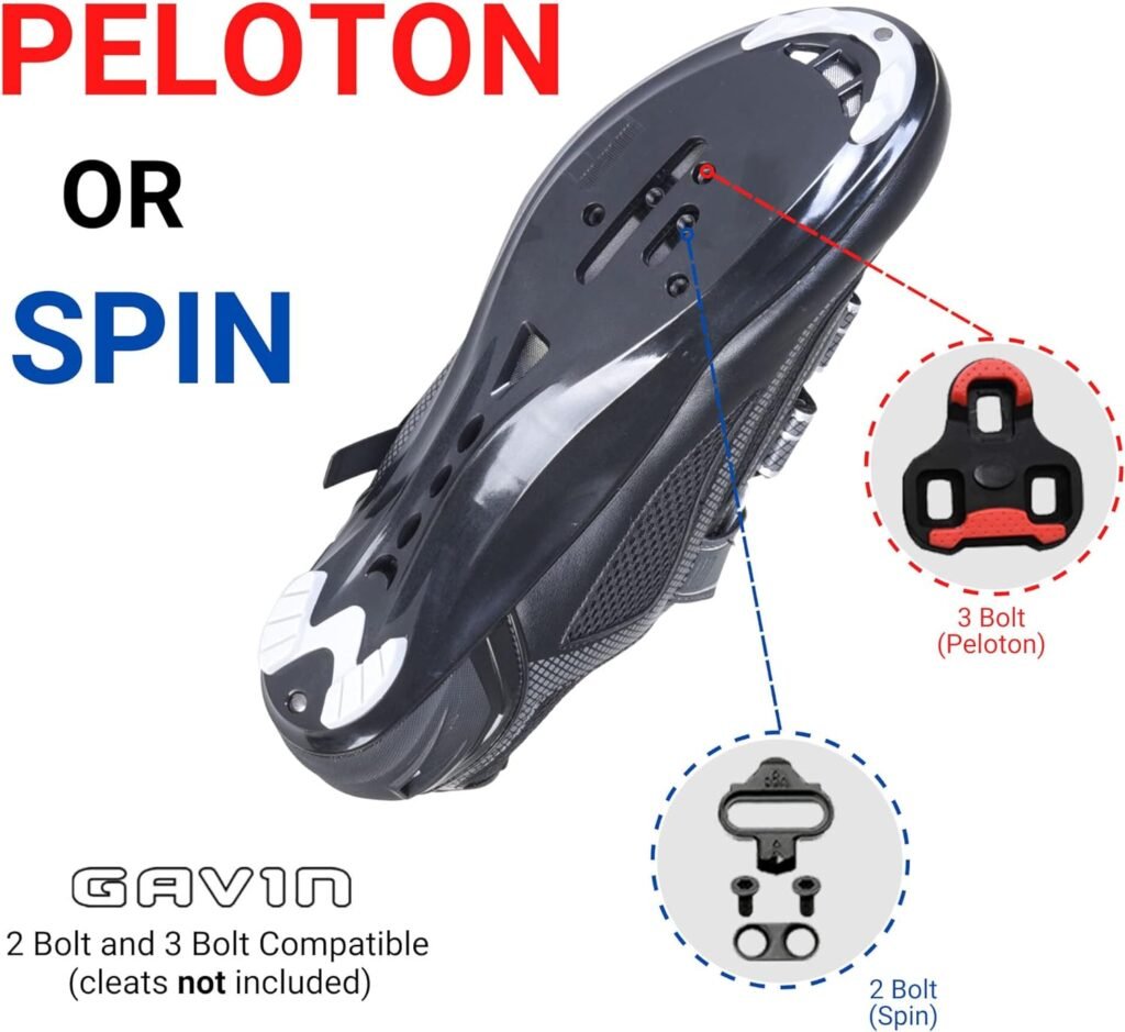 Gavin Elite Road/Indoor Cycling Shoe - 2 and 3 Bolt Cleat Compatible